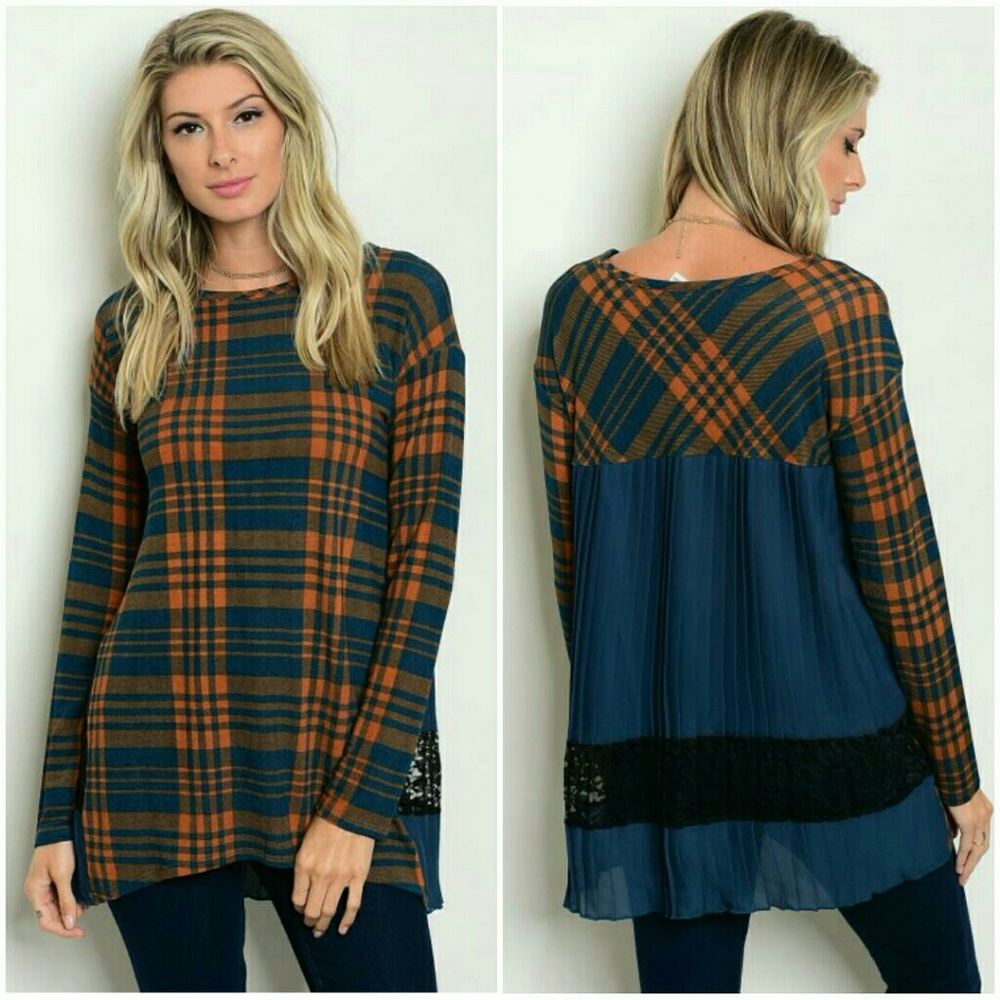 1 LEFT - Plaid & Lace Tunic